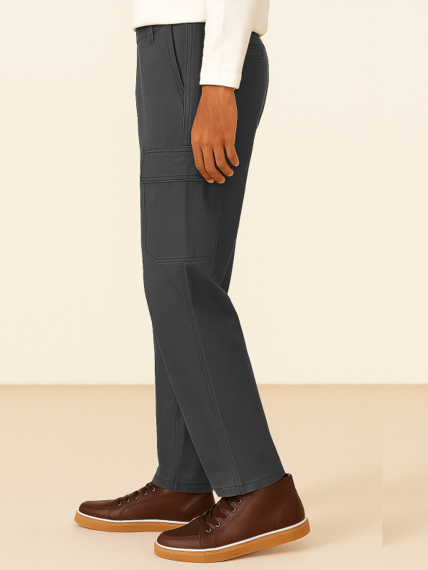 Tööpüksid mitme taskuga, sirge lõikega, 100% puuvill, keskmine talje, eesmine tõmblukk