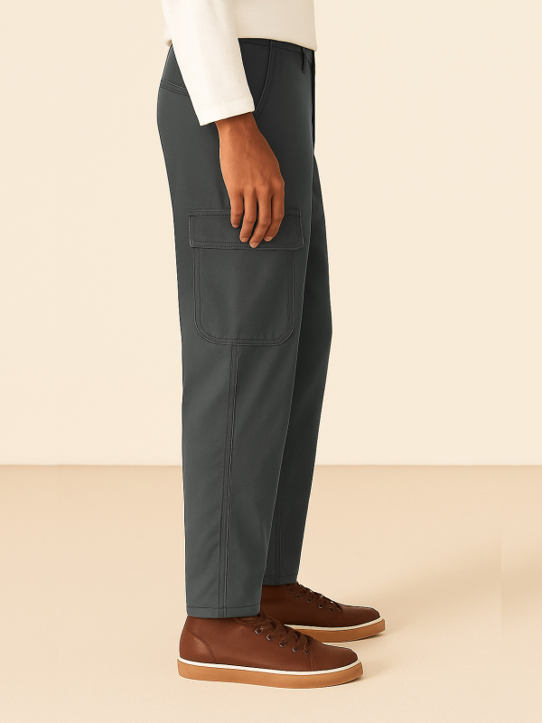 Tööpüksid mitme taskuga, sirge lõikega, 100% puuvill, keskmine talje, eesmine tõmblukk