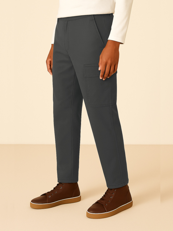 Tööpüksid mitme taskuga, sirge lõikega, 100% puuvill, keskmine talje, eesmine tõmblukk