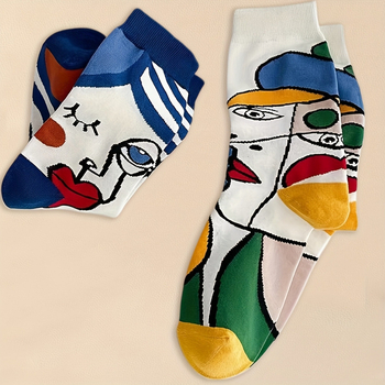 Säärised antibakteriaalsed spordisokid geomeetrilise mustriga, 95% polüester, 5% elastaan