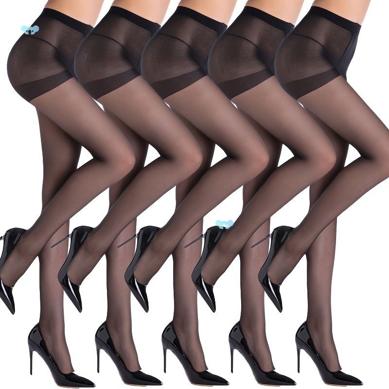 Kõrge vöökohtade sukkpüksid, 5 paari pakk, läbipaistvad, 20D nailon-spandex