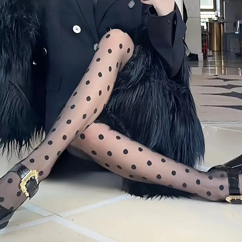 Õhukesed nailonist sukkpüksid täppidega džakardimustriga igapäevaseks kandmiseks