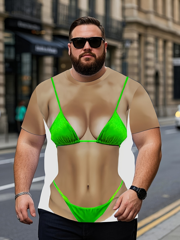 Suvised meeste lühikeste varrukatega T-särk, vaba lõige, sportlik‑vaba aja stiil; polüesteri segu, 96%+ polüester, digitaalse trükiga 3D karikatuuriprint.