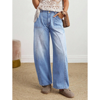 Naiste denim teksad, sirge lõikega, vabalt istuv, nööriga kinnitusega, fliisvooder, polüesteri segu