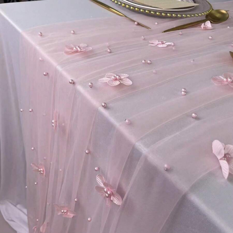 Lilleline šifoonist laua runner, läbipaistev, ebatavaline kuju, õlimaal stiil