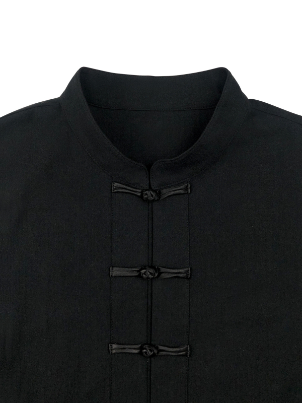 Meeste Tang-stiilis särk, kõikide aastaaastate jaoks, puuvill-lina segu, pikad varrukad, hiina stiilis igapäevane