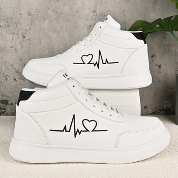 Unisex tossud kõrge varrega, PU ülaosa, paelad, südame muster, kummist talla