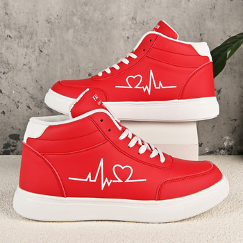 Unisex tossud kõrge varrega, PU ülaosa, paelad, südame muster, kummist talla