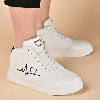 Unisex tossud kõrge varrega, PU ülaosa, paelad, südame muster, kummist talla