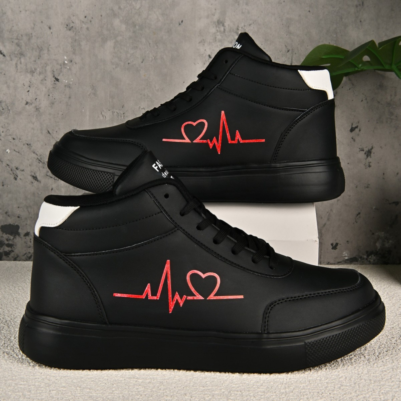 Unisex tossud kõrge varrega, PU ülaosa, paelad, südame muster, kummist talla