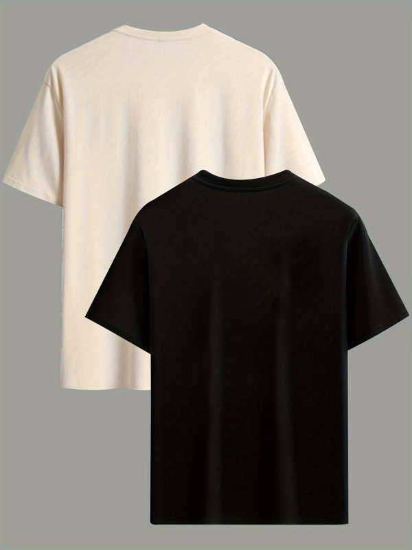 Kaheosal meessoost polüesterist T-särkide komplekt, vaba lõige, ümmargune kaelus, lühikesed varrukad, New Yorki kiri-prints ja 33-numbriline digiprint suveks