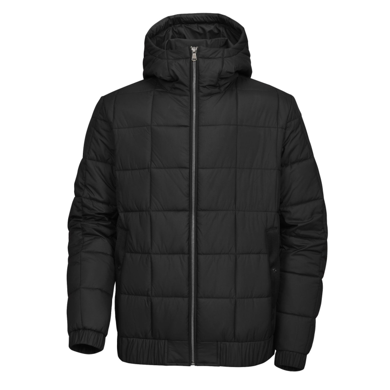 Meeste kerge täidetud kapuutsiga jakk, seisva krae, vaba lõige, külgtaskud, 100% polüester