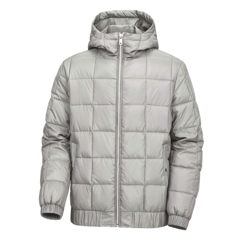 Meeste kerge täidetud kapuutsiga jakk, seisva krae, vaba lõige, külgtaskud, 100% polüester