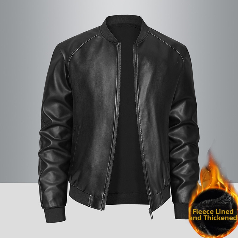 Meeste PU nahast jak, stand-up krae, tõmblukk, vaba lõige, küljetaskud