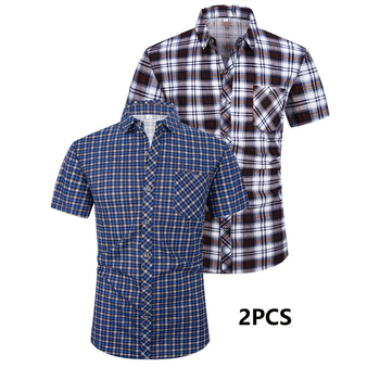 Meeste vabaaja nööbiga särk, ruuduline muster, fleece vooder, 3/4 varrukad, 100% polüester