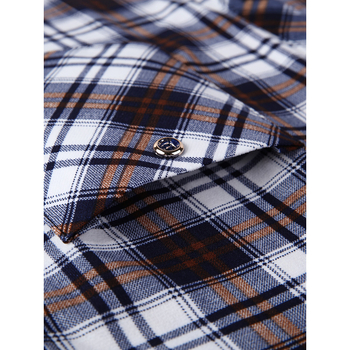 Meeste vabaaja nööbiga särk, ruuduline muster, fleece vooder, 3/4 varrukad, 100% polüester