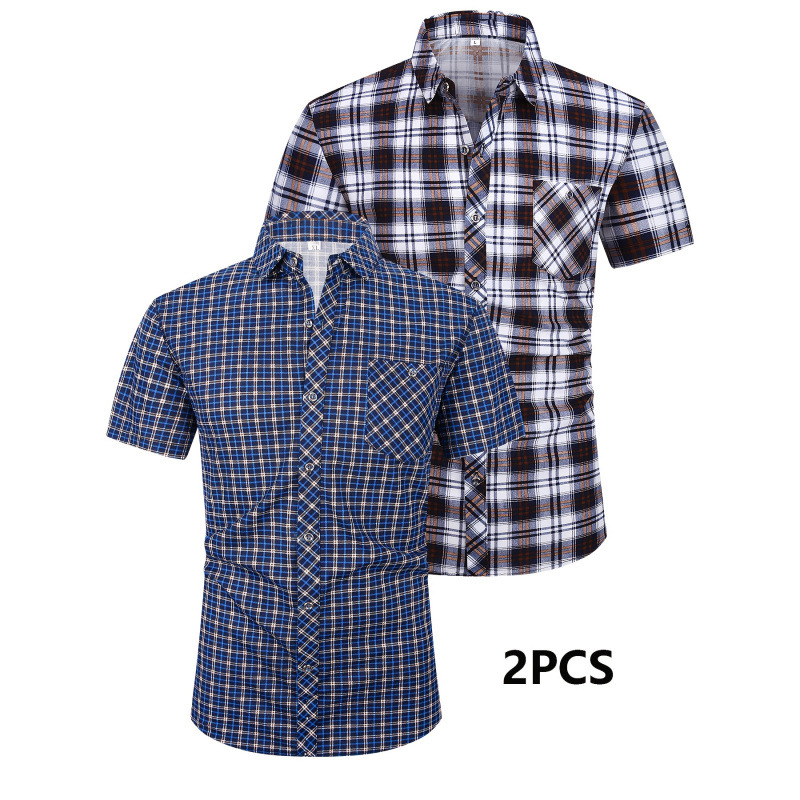 Meeste vabaaja nööbiga särk, ruuduline muster, fleece vooder, 3/4 varrukad, 100% polüester