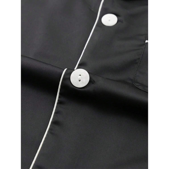 Nailonist magamisriidest komplekt noorukitele – sügis, pullover-stiilis lühikeste varrukatega top ja lühikesed püksid, kolmekohaline komplekt