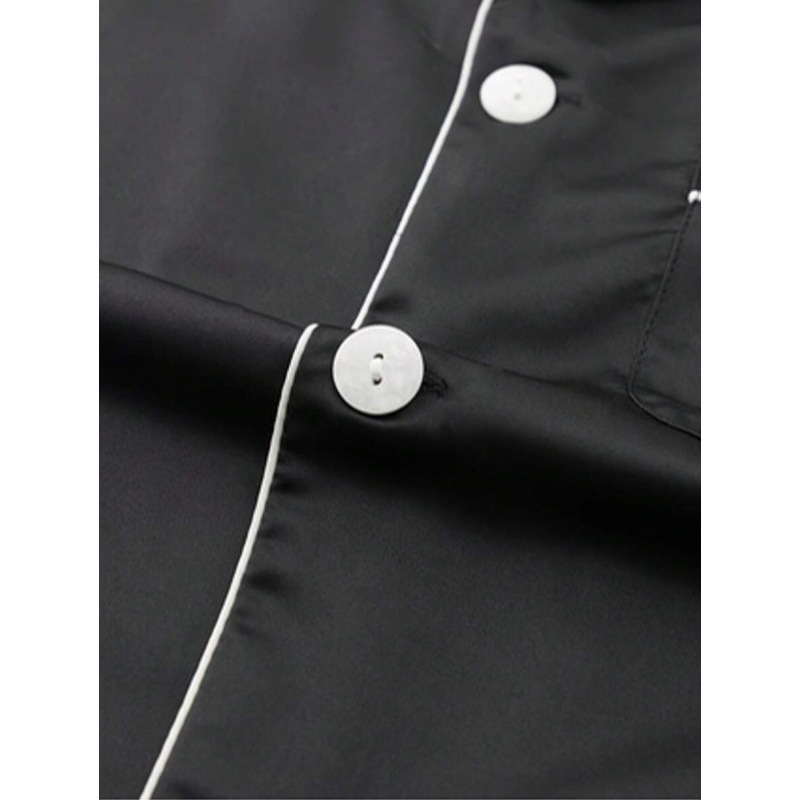 Nailonist magamisriidest komplekt noorukitele – sügis, pullover-stiilis lühikeste varrukatega top ja lühikesed püksid, kolmekohaline komplekt