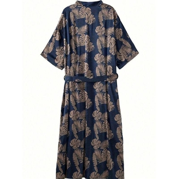 Meeste ööriided: ees sidumisega pullover, nailon, kogu keha trükk, lühikeste varrukatega