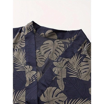 Meeste ööriided: ees sidumisega pullover, nailon, kogu keha trükk, lühikeste varrukatega