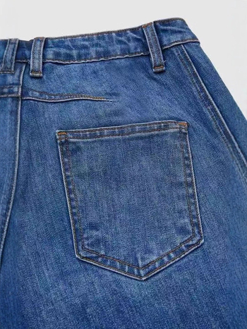 Denim džinsid, elastsed, kits lõige ja lühendatud pikkus, keskmine talje, Euroopa ja Ameerika stiil