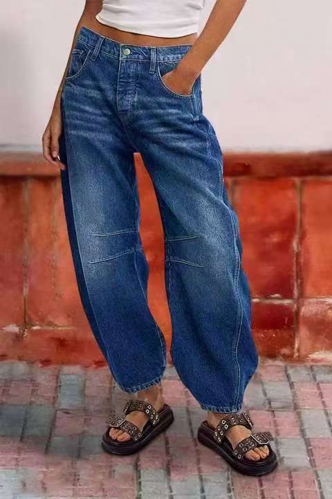 Denim džinsid, elastsed, kits lõige ja lühendatud pikkus, keskmine talje, Euroopa ja Ameerika stiil