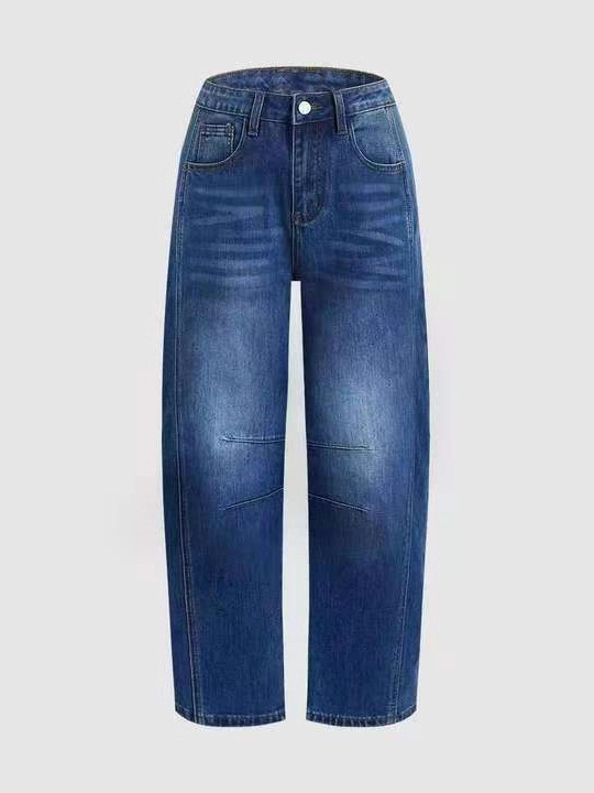 Denim džinsid, elastsed, kits lõige ja lühendatud pikkus, keskmine talje, Euroopa ja Ameerika stiil