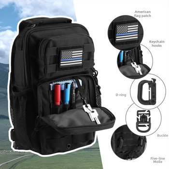 Taktikaline õlavöötme kott välispordiks ja reisidel — polüester, vooder polüester, 2025. aasta kevad, sobib välispordile, vabaajareisi stiil, kulumisvastane ja koormuse vähendamine.