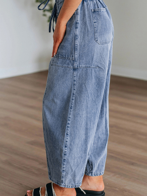 Laiad džinsid, kõrge vöökoht, puuvilla-poliesteri segu, kerge venivus, pikad püksid, igapäevane jaapani-korea stiil