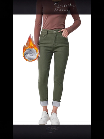 Denim skinny teksad fleecevooderdusega, keskmine talje, pikad jalad