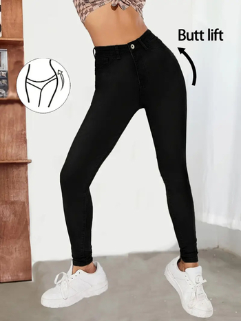 Naiste Slim-fit džinsid denimist koos puuvillaga ja spandeksiga, ultra-madal vöökoht, pikad püksid