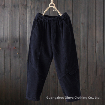 Naiste corduroy püksid, vaba lõige, keskmise kõrgusega vöö, haremi stiil, igapäevased püksid