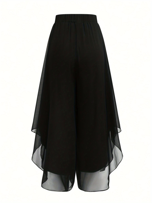 Naistele Casual püksid laia lõikega, lühikese pikkusega, elastne vöökoht, 95% polüester, W0149