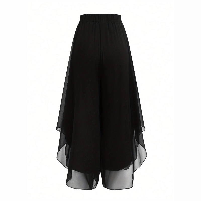 Naistele Casual püksid laia lõikega, lühikese pikkusega, elastne vöökoht, 95% polüester, W0149