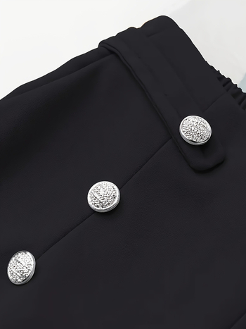 Polüestrist sirge lõikega püksid, kõrge vöökoht, drapeeritud siluett, linnal stiil, kevad 2024