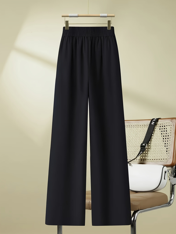 Polüestrist sirge lõikega püksid, kõrge vöökoht, drapeeritud siluett, linnal stiil, kevad 2024