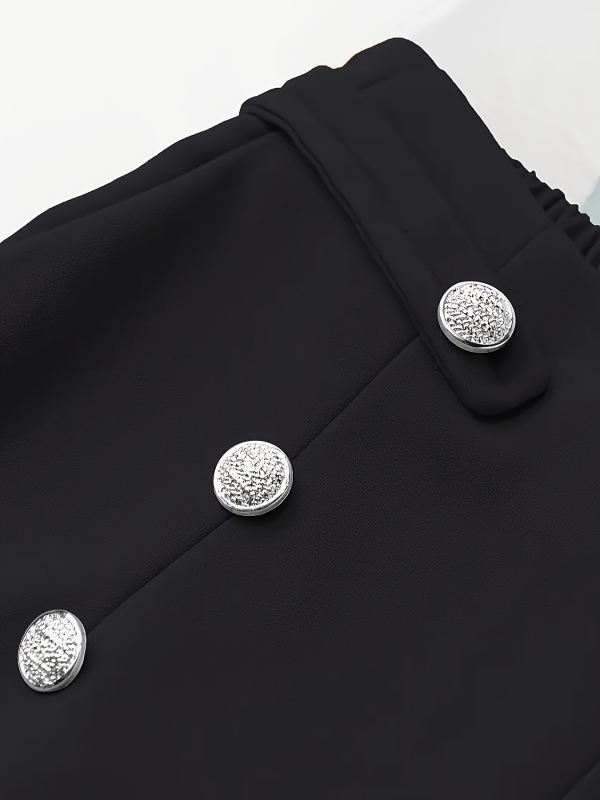 Polüestrist sirge lõikega püksid, kõrge vöökoht, drapeeritud siluett, linnal stiil, kevad 2024