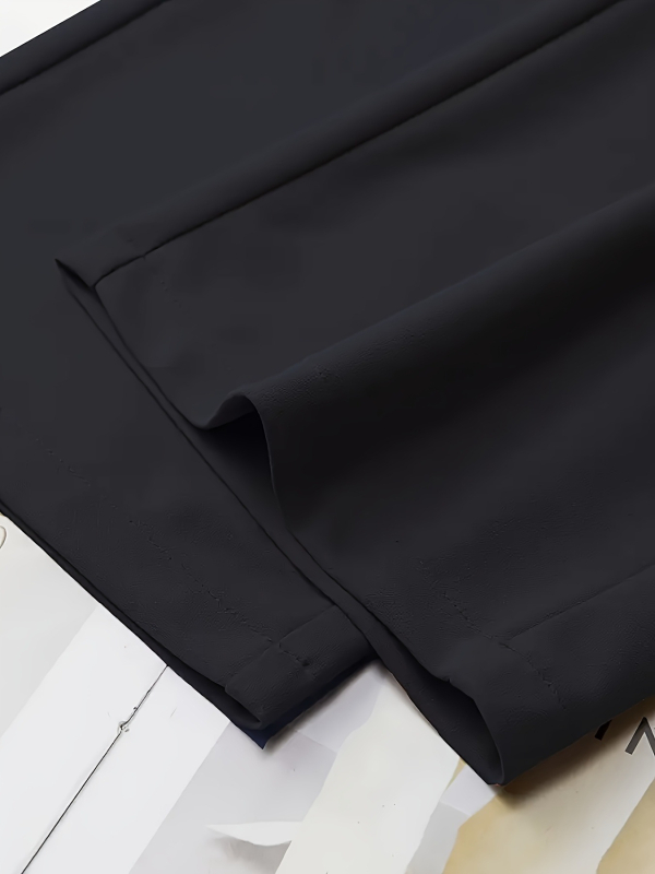 Polüestrist sirge lõikega püksid, kõrge vöökoht, drapeeritud siluett, linnal stiil, kevad 2024