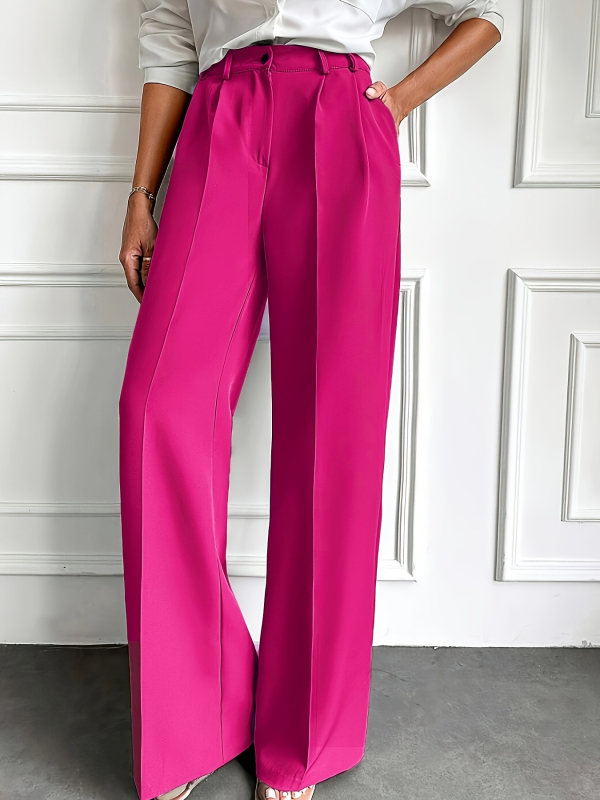 Naistele laia jalgadega polüestrist püksid, pikad, kõrge vöökoht, elegantne igapäevane/äri stiil, paneel-õmblus disain