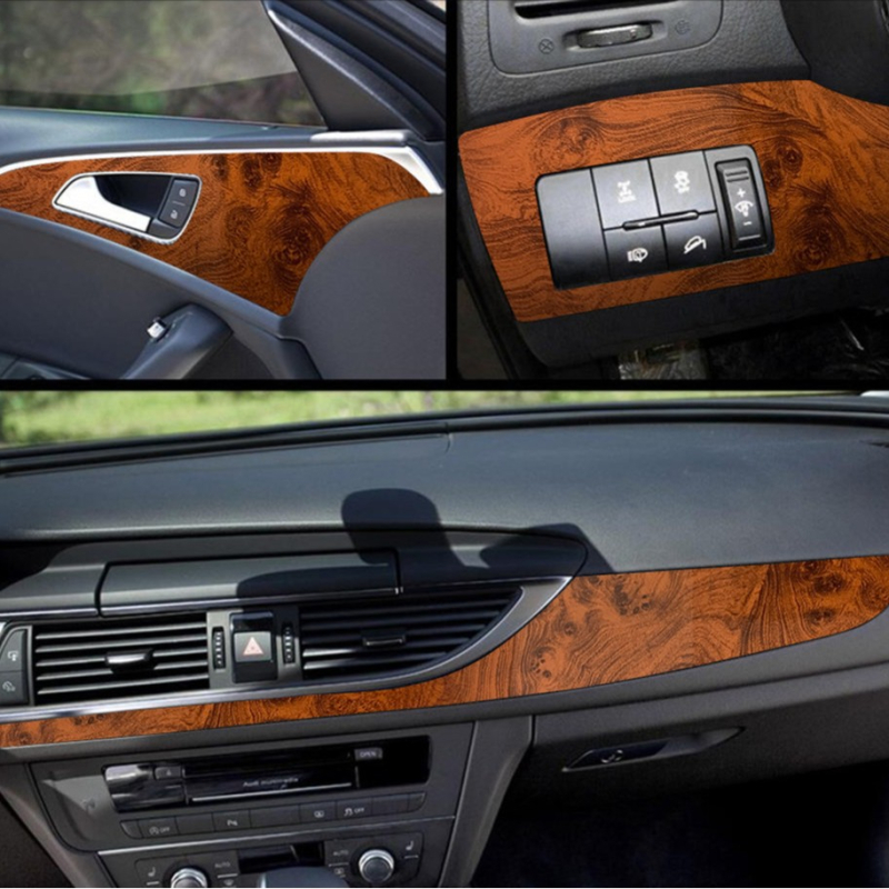Cheshjong 9738 PVC auto sisekujunduse värvi muutmise kile, läikiva puidustruktuuriga, keskkonsooli ja uste dekoratsioonide jaoks – vastupidav temperatuuridele ja kriimustustele