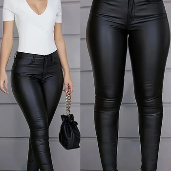 Naiste igapäevased kudetud kangast püksid, sirge lõige, kõrge vöökoht, pikad, veidi elastsed