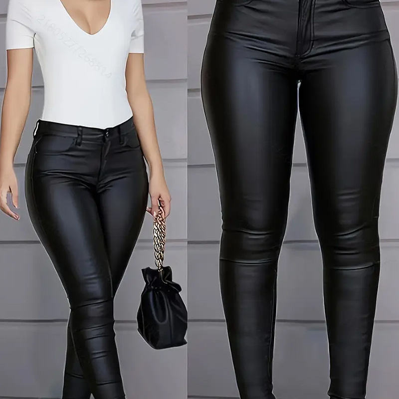 Naiste igapäevased kudetud kangast püksid, sirge lõige, kõrge vöökoht, pikad, veidi elastsed