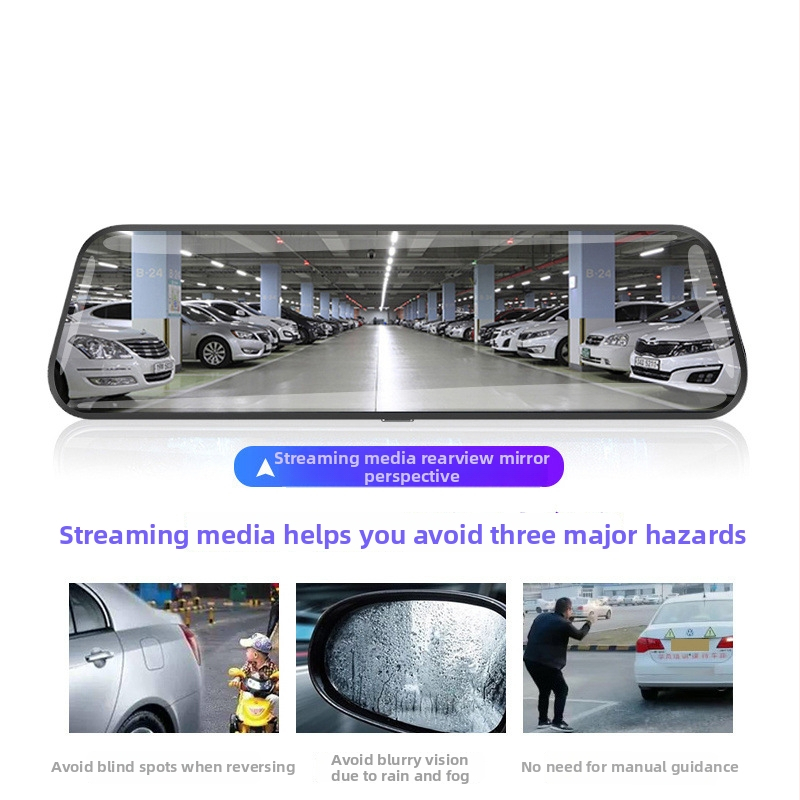 Sõiduki dash cam ees- ja taga topeltsalvestusega, 170° vaatenurk, 1296P, 8MP, tagurpidi pildi funktsioon