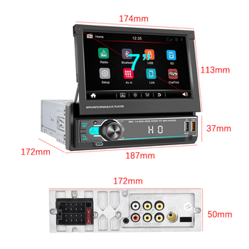 Auto MP5 Bluetooth videopleier LCD-ekraaniga, mudel 9901, toetab RM/RMVB/AVI/MP4/MKV/3GP videoformaate, toitepinge 12–24 V DC, tagurpidi pildi kuvamise funktsioon