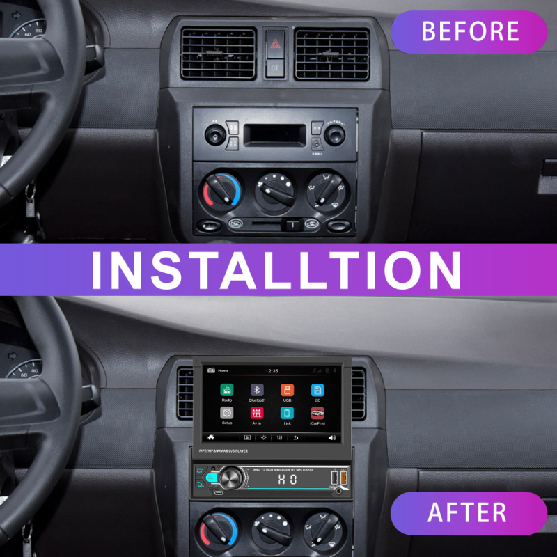 Auto MP5 Bluetooth videopleier LCD-ekraaniga, mudel 9901, toetab RM/RMVB/AVI/MP4/MKV/3GP videoformaate, toitepinge 12–24 V DC, tagurpidi pildi kuvamise funktsioon