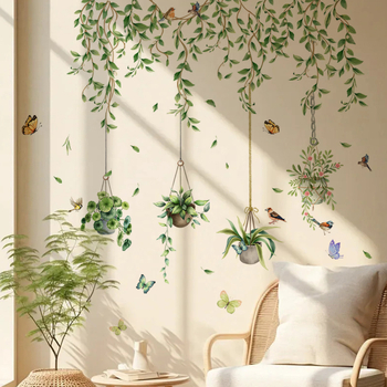 Dekoratiivsed seina kleepsud, PVC, taime- ja lillemotiiv, 2 tk, põhjamaine lame stiil