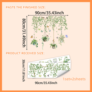 Dekoratiivsed seina kleepsud, PVC, taime- ja lillemotiiv, 2 tk, põhjamaine lame stiil