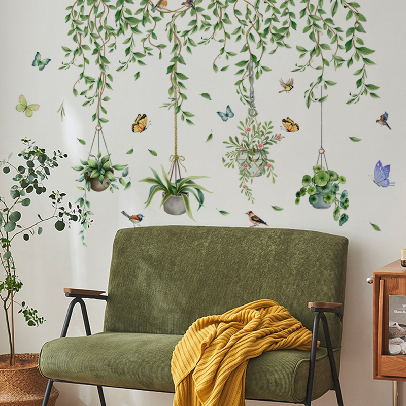 Dekoratiivsed seina kleepsud, PVC, taime- ja lillemotiiv, 2 tk, põhjamaine lame stiil