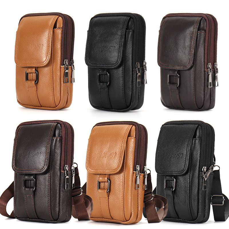 Meestele mõeldud telefoni kott nahast, üle vöö sild, ehtne nahk, kahekihiline veisnahk, tõmblukk, võtme sisemuses, vertikaalne ruudukujuline kuju, äriline stiil, Kevad 2025